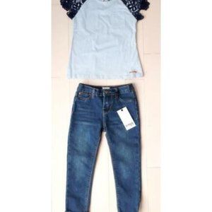 Hudson Kids Crochet Floral Blue Top & Denim Jeans